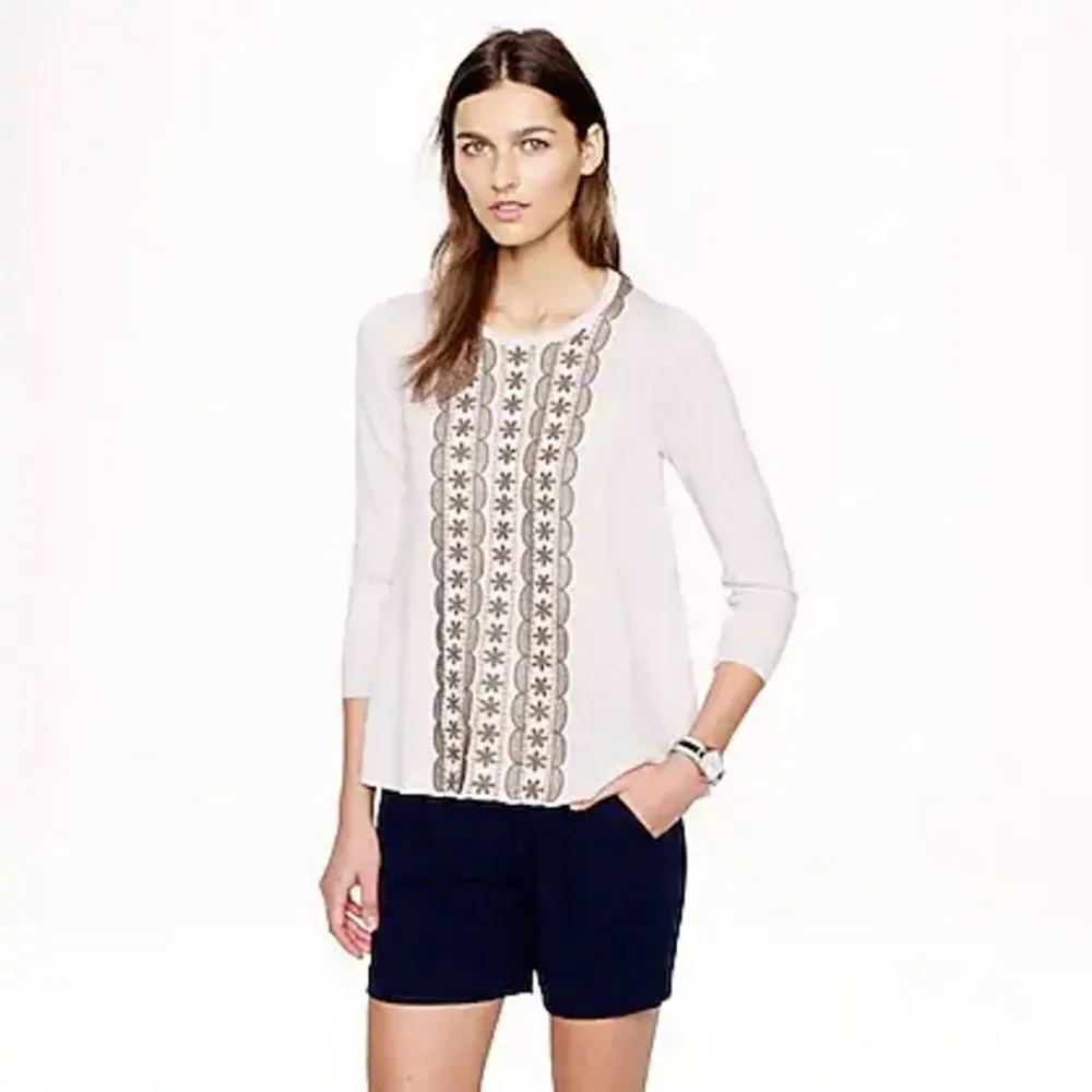 𝅺J. Crew Embroidered Wool Swingy Sweater XS